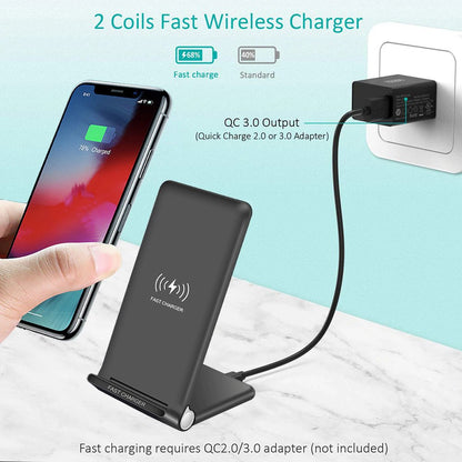 15W FAST WIRELESS CHARGER WITH STAND QUICK CHARGE